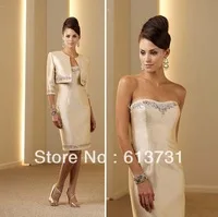 Wholesale - 2013 Elegent Strapless Taffeta A-Line Knee Length Short Mother of the Bride Dresses With Jacket Two Pieces 111D18