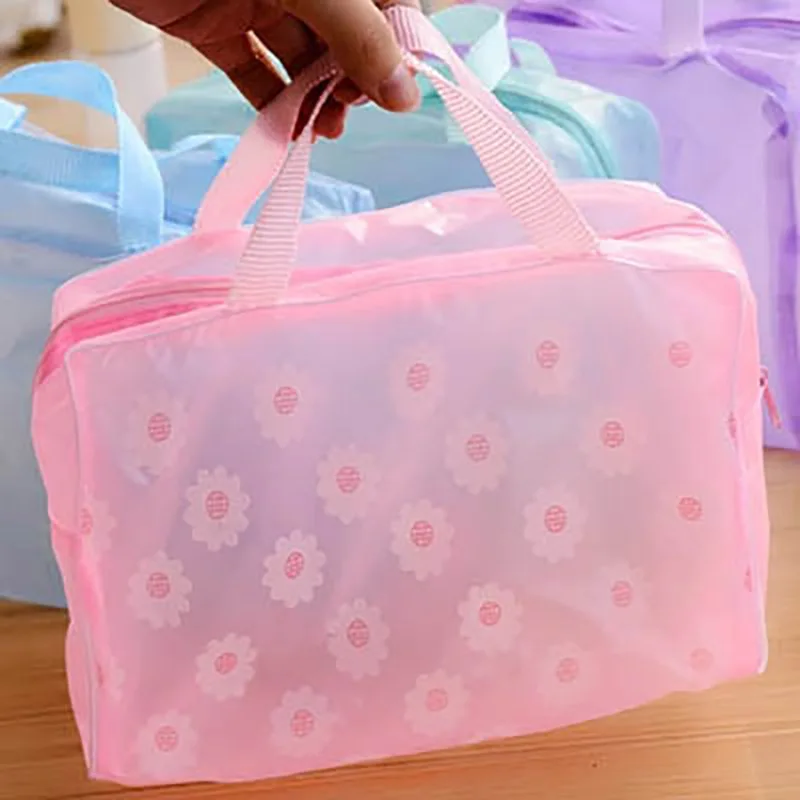 New 3Psc Cheap PVC Waterproof Cosmetic Bags Women Wash Bag Small Daisy
