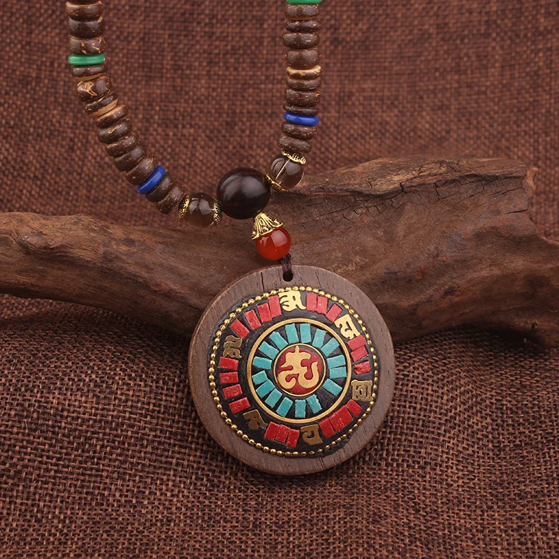 

Good Destiny Evade peace coconuts chains necklace women Nepal jewelry,new vintage wood necklace, ethnic necklace jewelry