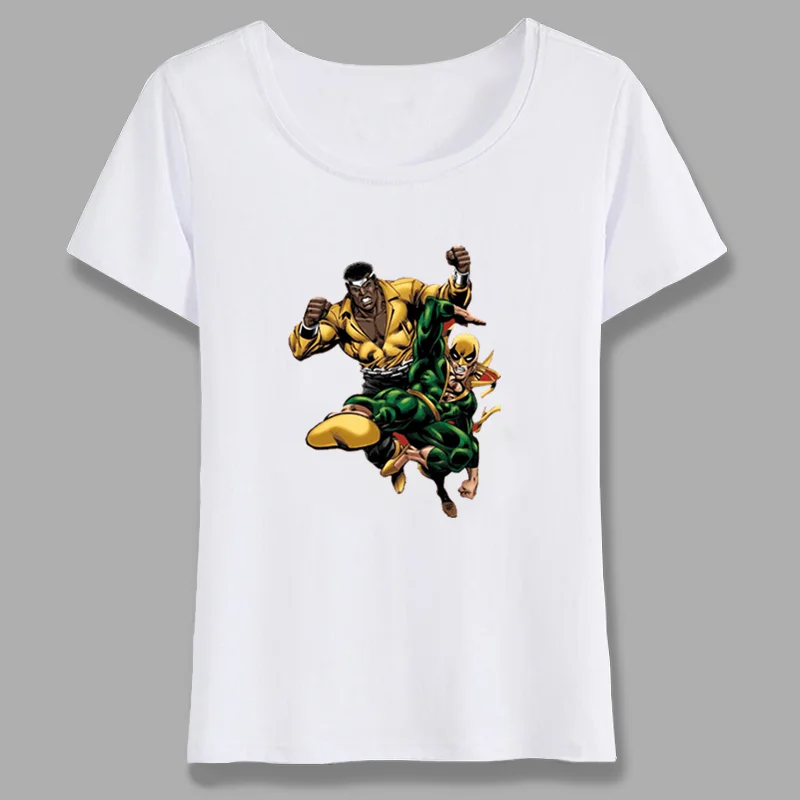 

The Public Defenders T Shirt Women Harajuku Luke Cage Iron Fist Print Tshirt Summer White Short Sleeve Tops Shirt