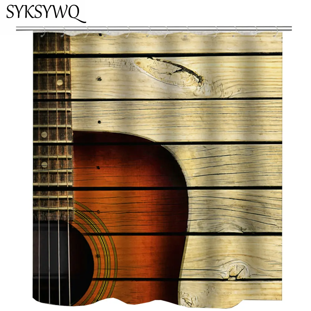 Musical Shower Curtain Vintage Wood Violin Bathroom Curtain Rideau De Douche Music Lover Funny Bathroom Decor 3D Waterproof Musical Shower Curtain Vintage Wood Violin Bathroom Curtain Rideau De Douche Music Lover Funny Bathroom Decor 3D Waterproof