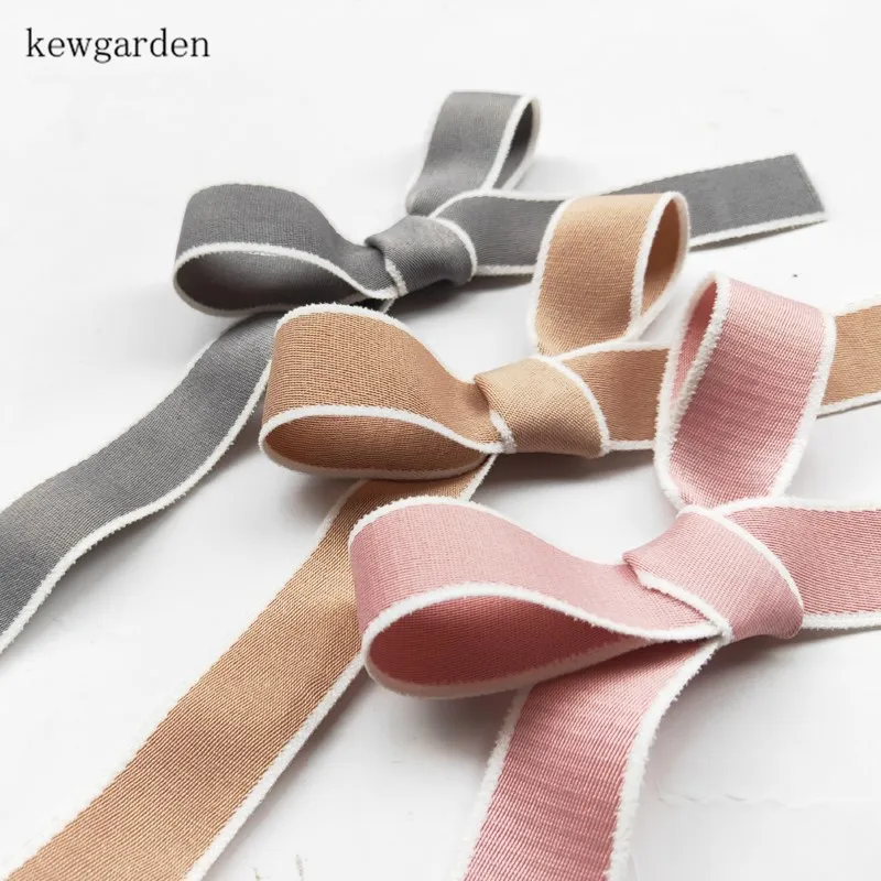 Kewgarden 1 дюйм 25 мм волосы с белыми краями атласные ленты вручную изготовленная