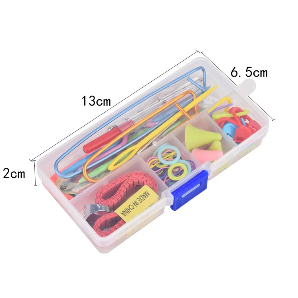 120PCS 10-color Mark Buckle Small Plastic Buckle Knitting Tools Set Craft Sewing Collection with White Carrying Case