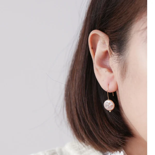 

New simple Baroque Natural Freshwater Pearl Earring For Women Geometric Irregular round Earrings s925sterling silver Jewelry