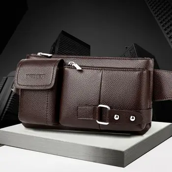 

2019 Newest Fashion Men Waist Bag Belt Mobile Phone Case PU Leather Horizontal Waist Clip Pouch Pack