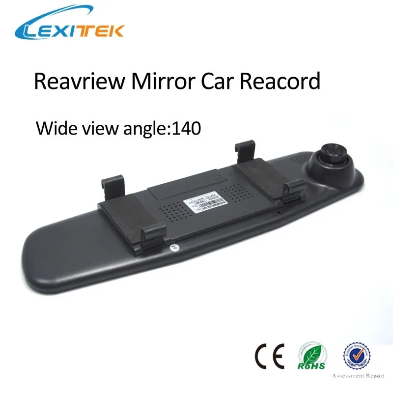 Lexitek D12 4_08.3 inch Dual channel Full HD Car Black Box built-in rear view blue mirror