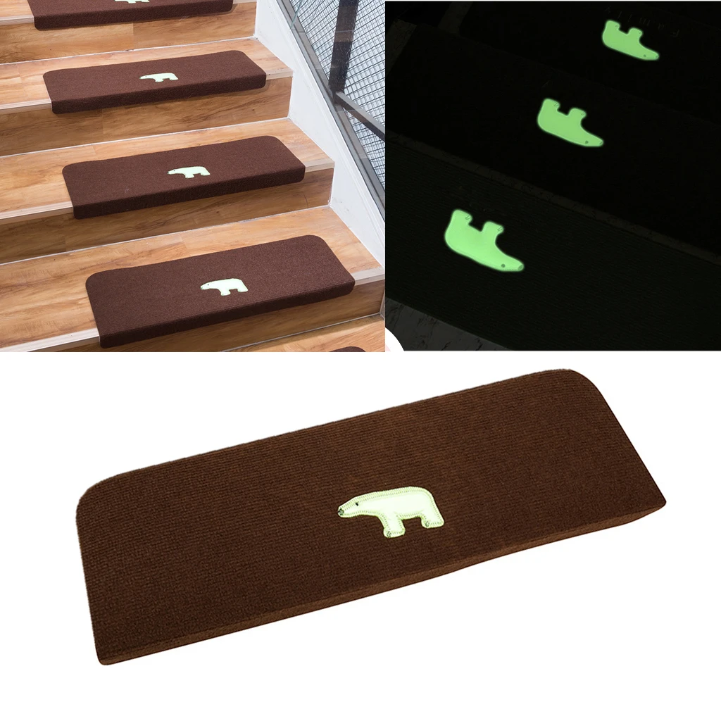 Non Slip Luminous Carpet Stair Treads Shine at Night Bear Anti-Skid Stairs Rug