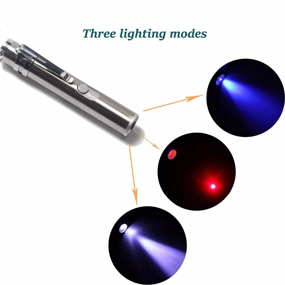 Mini USB Red Laser Pointer Rechargeable 3 In 1 Pen Flashlight / Laser/ UV Torch Hunting Cat Chaser Toys