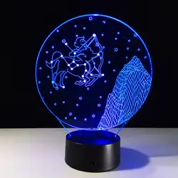 Новый Стрелец 3D лампа двенадцать созвездий LED, Декоративный Светильник Настольный USB Новинка Ночные светильники как подарок на день