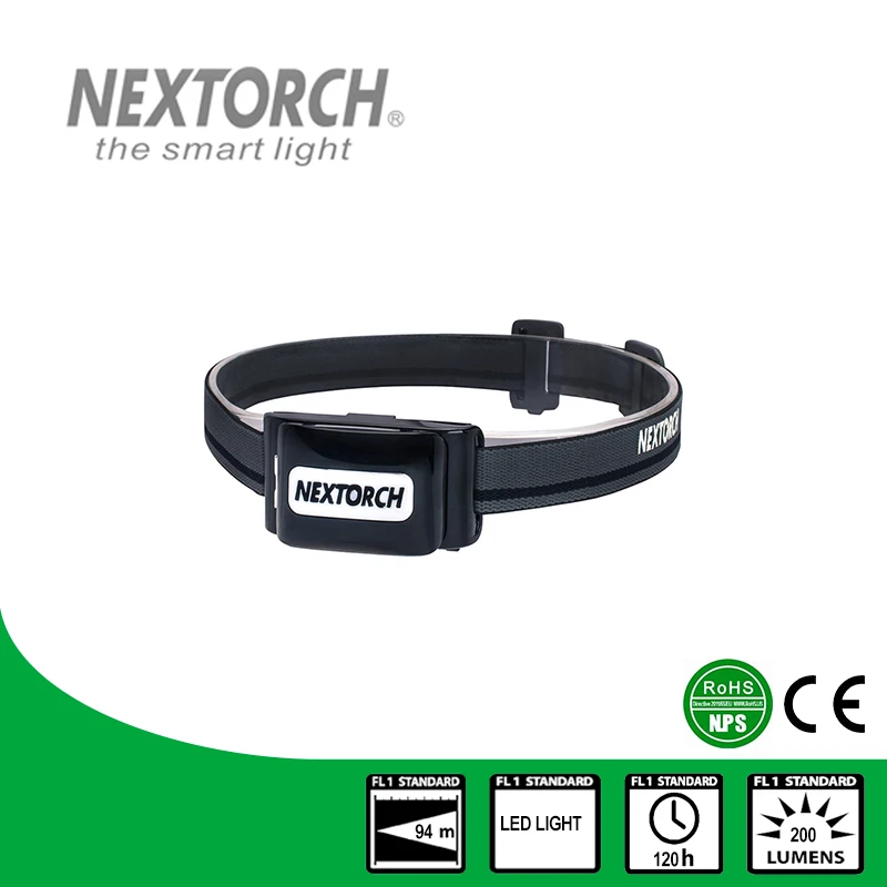 

NEXTORCH Headlamp 200 lumen High Performance ANSI NEMA Ulimited Modes "Flickr" Switch Led Headlamp Lot # Light Star