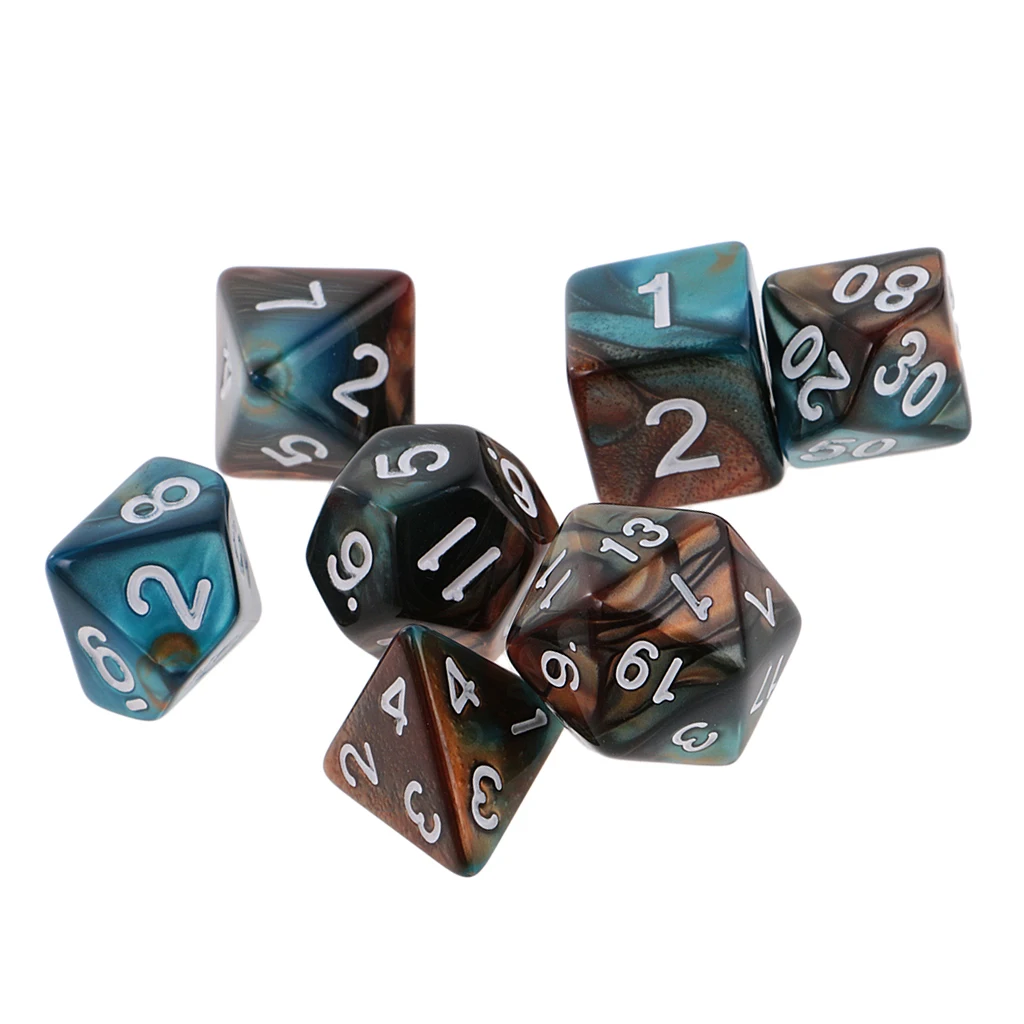 New 7PCS Two Colors Polyhedral Dice 16mm for Dungeons and Dragons Table Games Party Colorful Accessories for Board Game