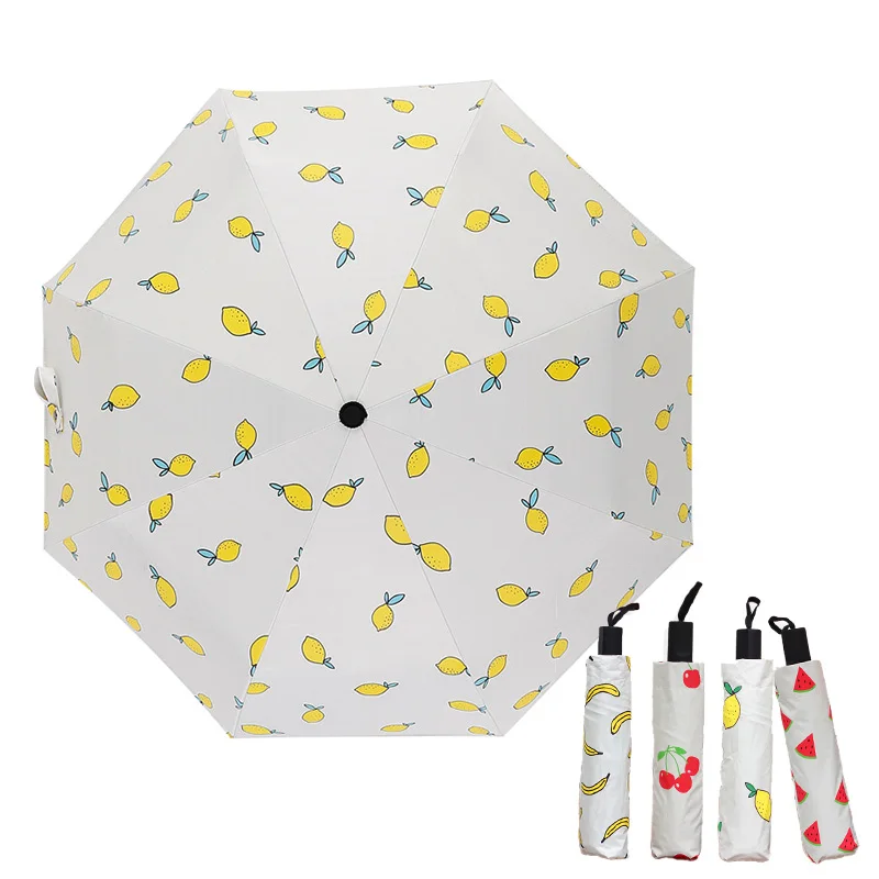 

TECHOME New Fashionable Umbrella Parasol Cute Lemon Banana Fruit Style Three Folding Sunshade Umbrella Rain Women Creative Gift