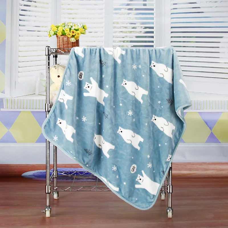 Фланелевые детские одеяла для новорожденных, зимнее мягкое Пеленальное белье для коляски, банное полотенце для детей, подгузники, Товары для детей, фото - Цвет: Bear Blue