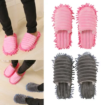 

Economical 1 Pair Mop Slippers Lazy Cleaning Floor Clean Dust Warm Durable for Home Bedroom ds99