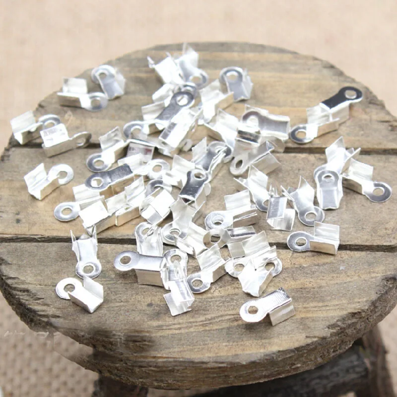 Fit 2mm Velet Ropes crimp ends caps leather cord loop Tassel clasp