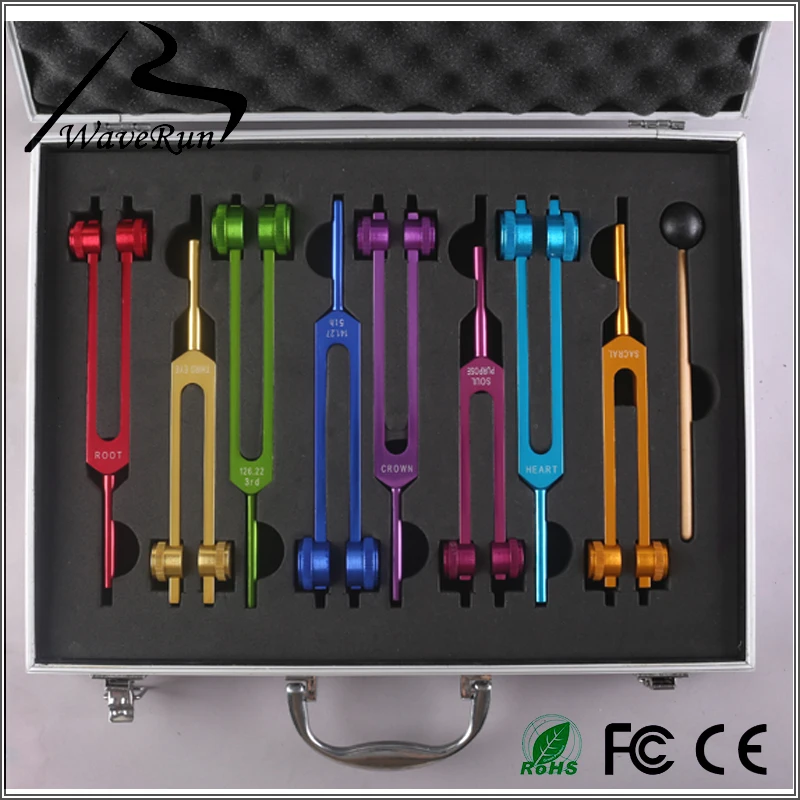 

Indian Chakra 8 color tuning fork Tuner-Full Colored 126.22HZ/136.1HZ/141.27HZ/172.06HZ/194.18HZ/210.42HZ/221.23HZ/272.20HZ