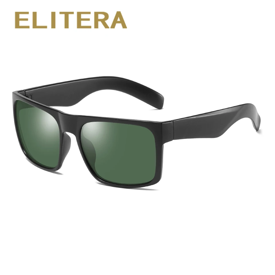 ELITERA поляризованные Винтажные Солнцезащитные очки унисекс с широкой оправой, квадратные солнцезащитные очки, черные очки