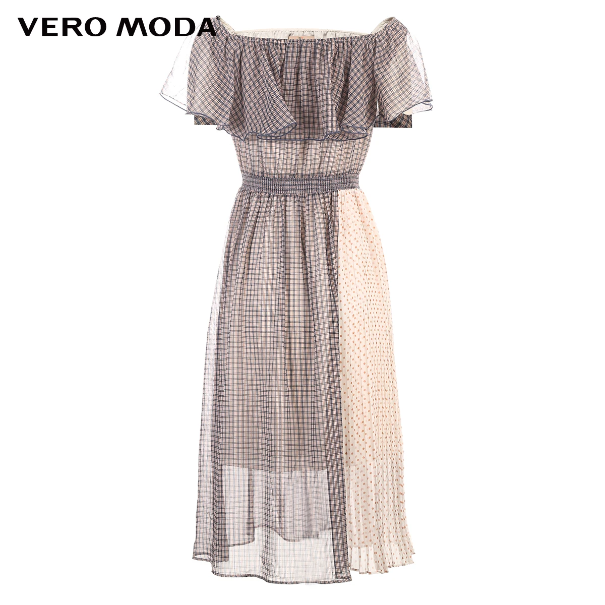 Vero Moda Новое Женское шифоновое платье миди в клетку в горошек | 31927B558