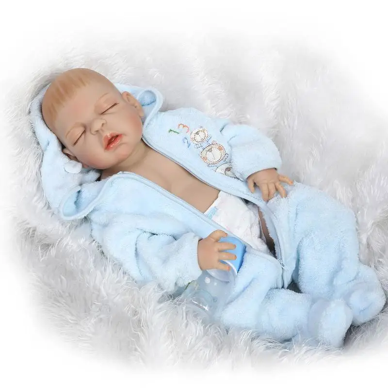 55 см силиконовая кукла для новорожденного мальчика с закрытыми глазами, реалистичные 22 дюйма, новорожденные спящие дети, модный подарок на день рождения, игрушка для купания