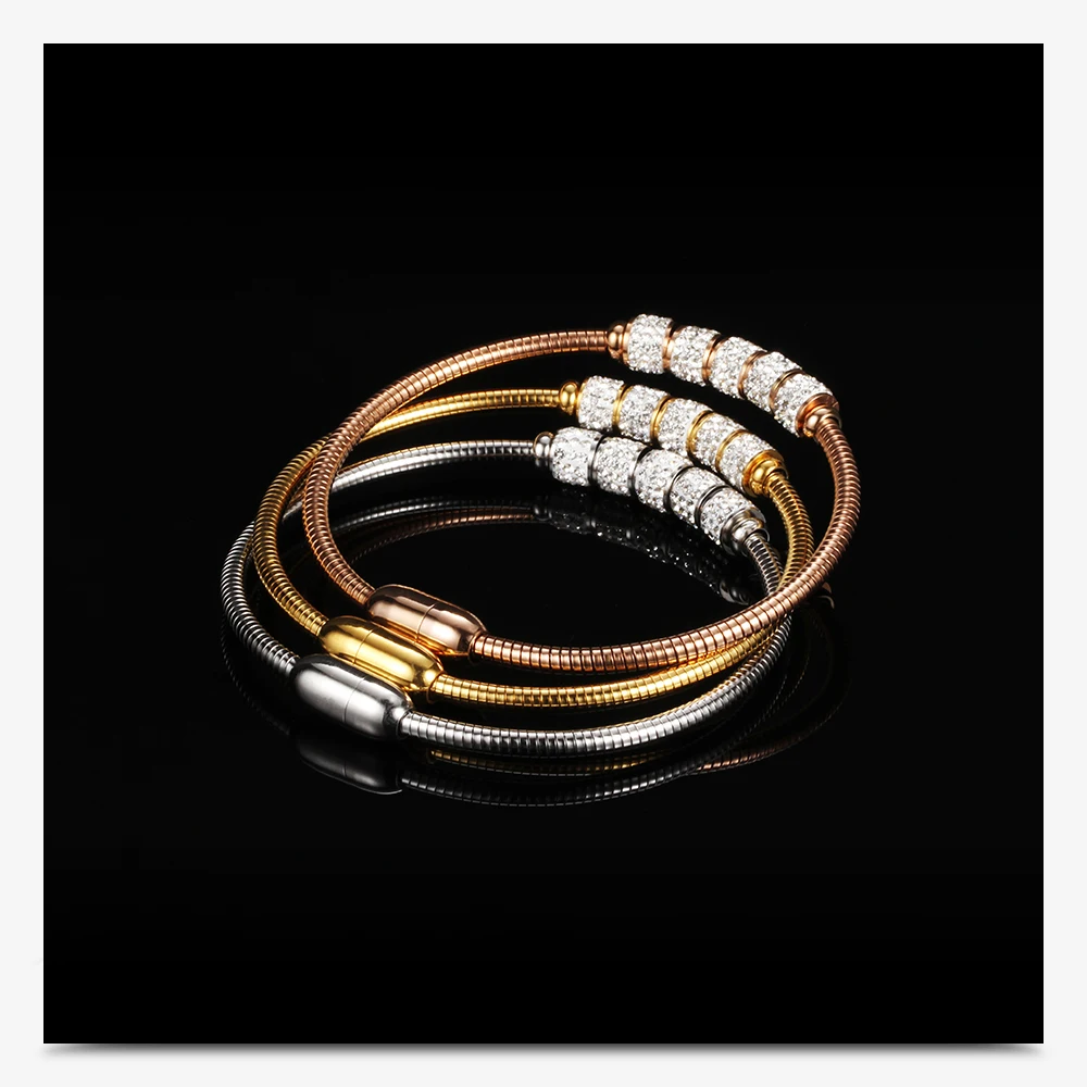 Дропшиппинг, модный хрустальный магнитный браслет для женщин, браслет из нержавеющей стали, браслеты из золота/розового золота/серебра, ювелирные изделия