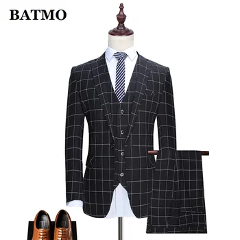 PROMO ESPECIAL ❤️ BATMO 2019, recién llegado, trajes casuales inteligentes a cuadros de alta calidad para hombres, trajes negros, vestido de boda para hombres, M-XXXL de talla grande CS872 - discount item 40% OFF Ropa hombre