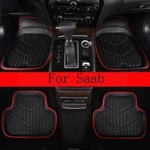 Универсальные кожаные автомобильные коврики, полный набор, высокое качество, водонепроницаемые коврики для Saab