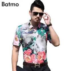 Batmo 2017 новое поступление Лето Хлопок напечатаны случайные короткие Slevees мужчин, мода Мужская рубашка, плюс-размер М, чтобы 7XL 6930B