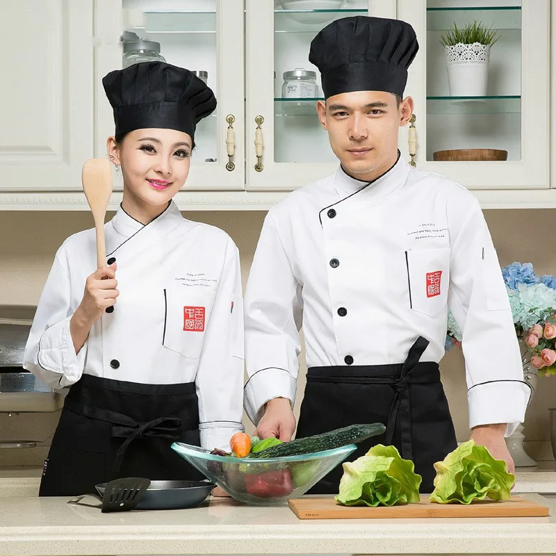 New Arrive Unisex Chef Jacket Coat Chef Uniform Kitchen Men Women Long