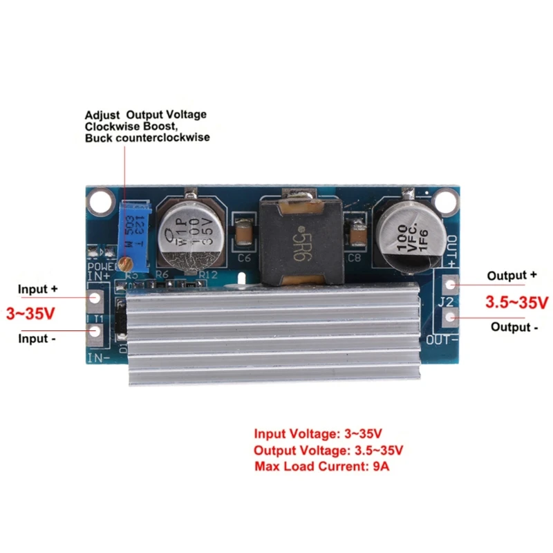 100W DC-DC повышающий преобразователь 4-30 в до 5-35 В, 12 В, 24 В постоянного тока, 9A Питание Модуль# Aug.26