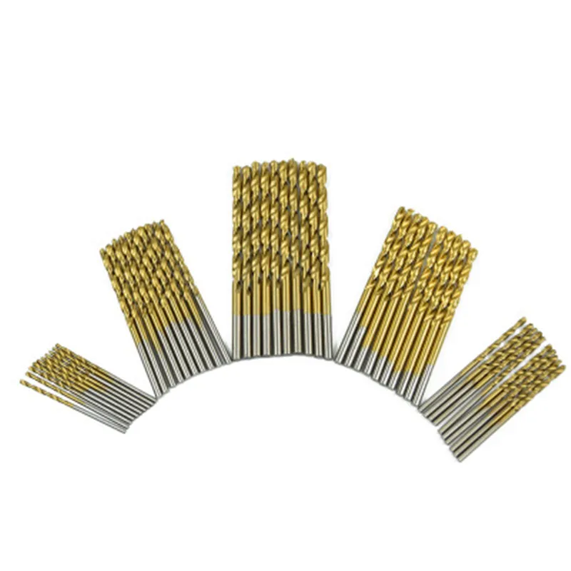  50Pc Twist Drill Bit Set HSS High Speed Steel Titanium Coated Drill Woodworking Wood Tool 1/1.5/2/2