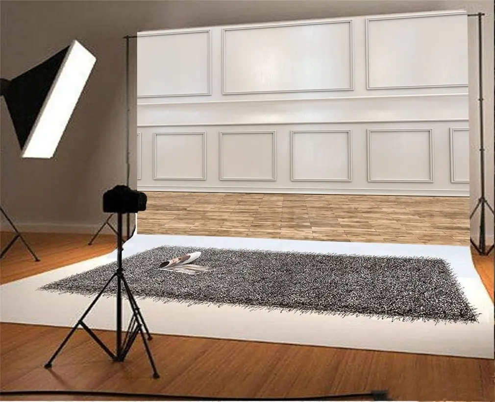 

Photography Backdrop Interior White Carving Wallpaper Weathered Wood Floor European Archiculture Photo Background Party