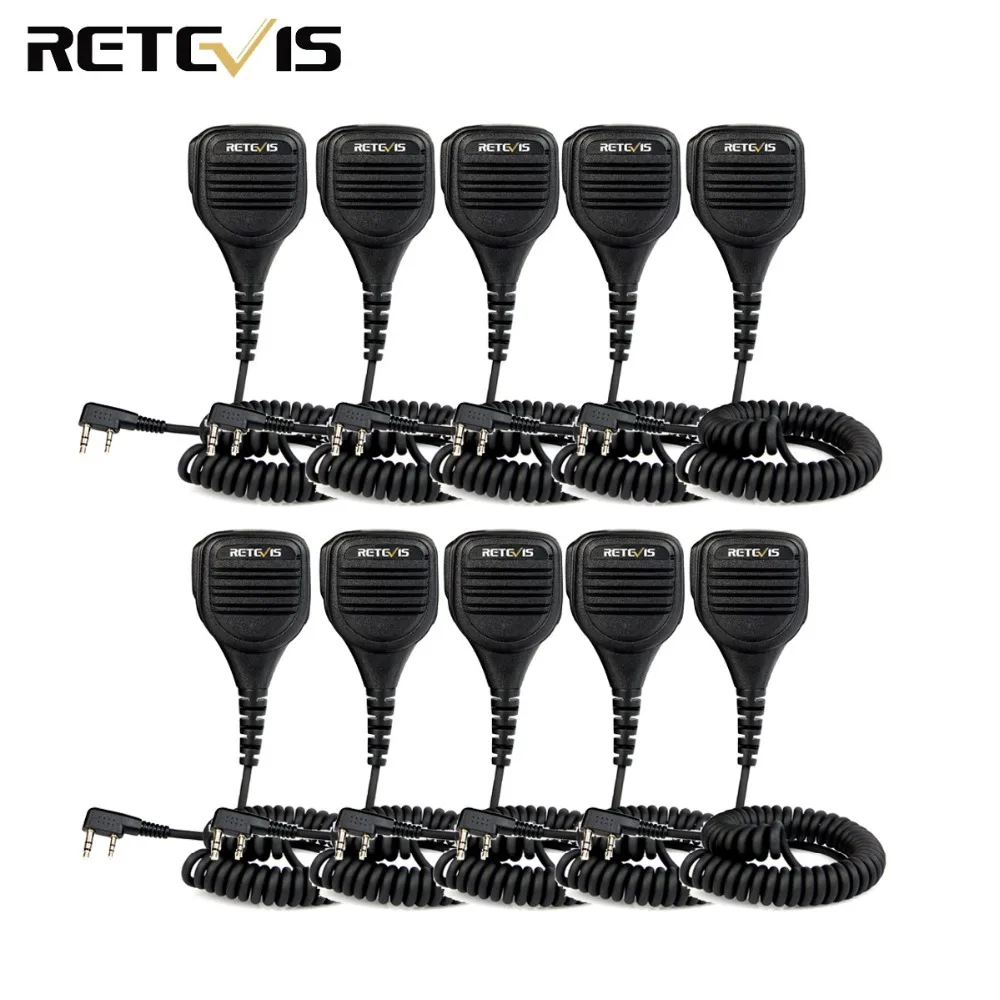 

10pcs Retevis 2 Pin Speaker Mic for Kenwood Retevis H777 RT22 RT1 RT3 RT5 RT81 Baofeng UV-5R BF-888s TYT Walkie Talkie C9050A