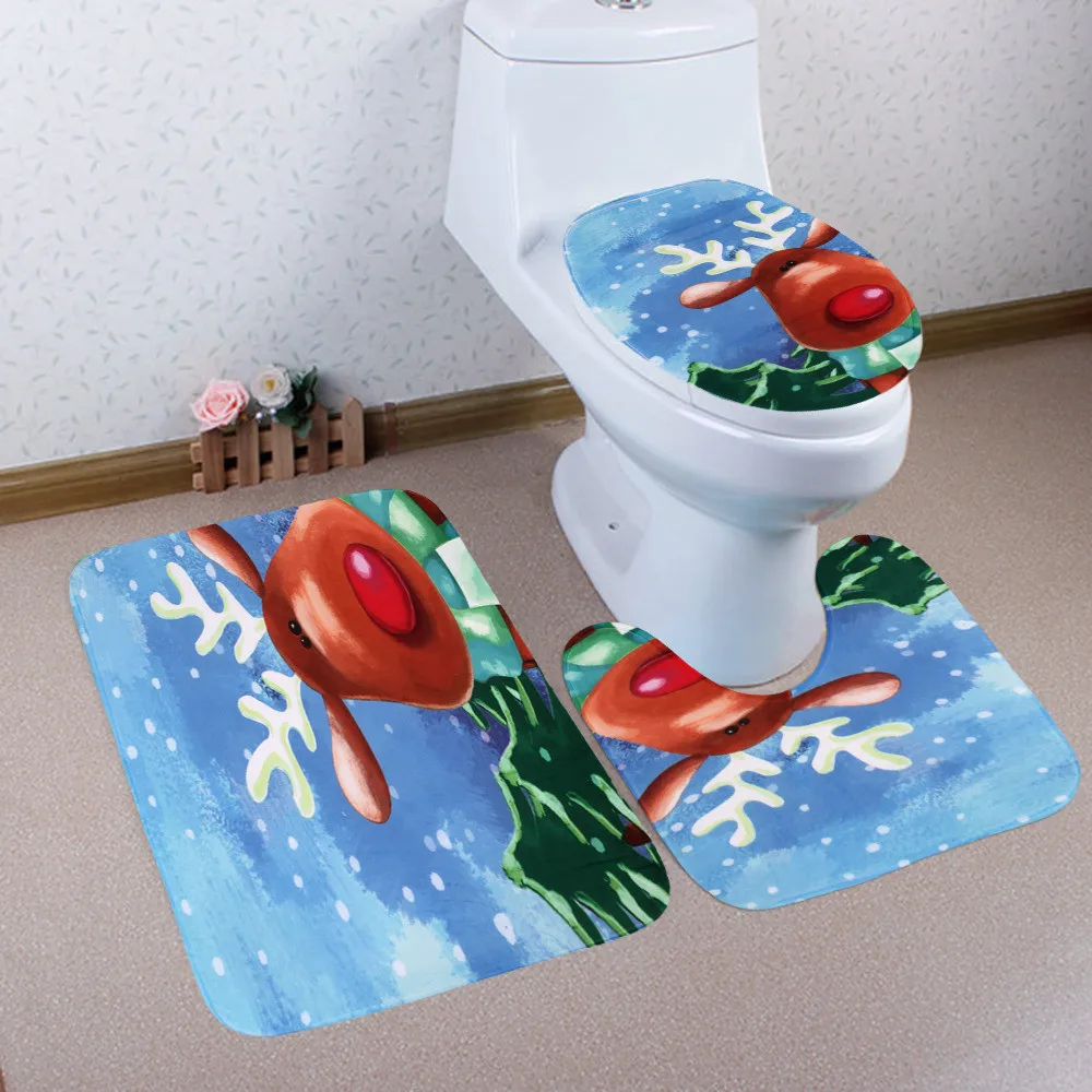 

Bathtub Rugs bath pedestal 3PCS Merry Christmas Bathroom Non-Slip Pedestal Rug anti slip stairs tapes alfombra antideslizante