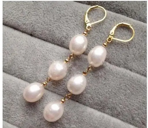 

noble jewelry GORGEOUS AAA 10-23mm White Baroque Pearl Earrings 14K/20 YELLOW GOLD