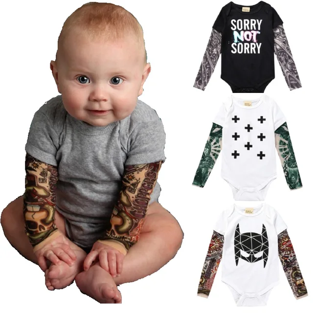 Tattoo Baby Clothes Long Sleeve Bodysuit Unisex Newborn Jumpsuit 100