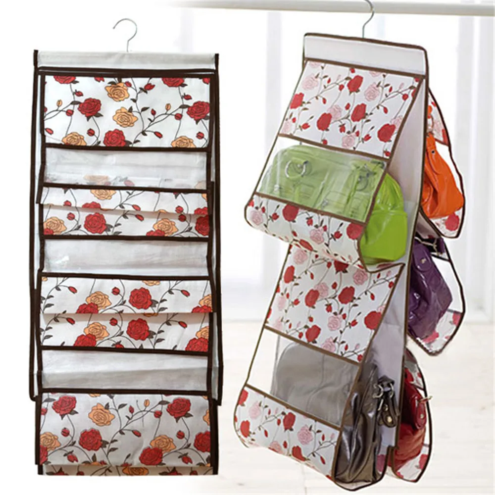 5 Pockets Hanging Storage Bag Purse Handbag Tote Bag Storage Organizer