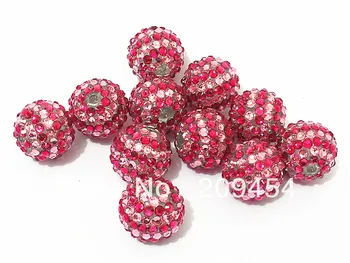 

22mm 100pcs/lot Pink With Hotpink Stripe Resin Rhinestone Beads