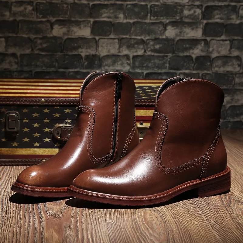 Мужские Ботильоны из натуральной кожи; мужские кожаные ботинки «Челси»; ботинки «Bullock»; модная обувь на четыре сезона; цвет черный, красный, коричневый