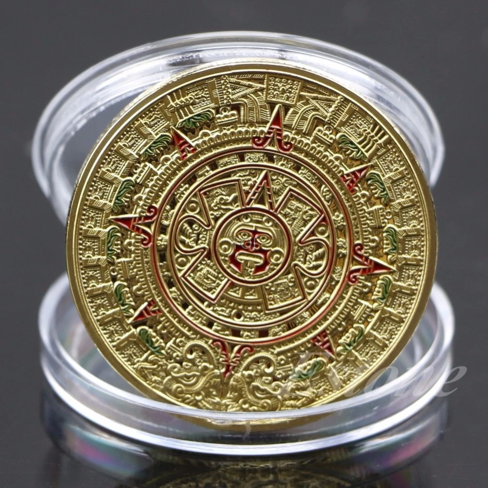 

Coin Gold Silver Plated Mayan Aztec Prophecy Calendar Commemorative Coin Art Collection Gift