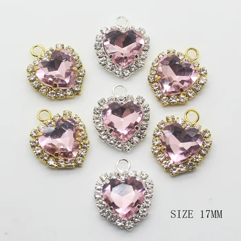 

ZMASEY Heart Metal Buttons 10Pcs/Lot 17mm Shiny Pink Color Sewing Flower Button Accessories Ribbon Card Holiday Party Decoration
