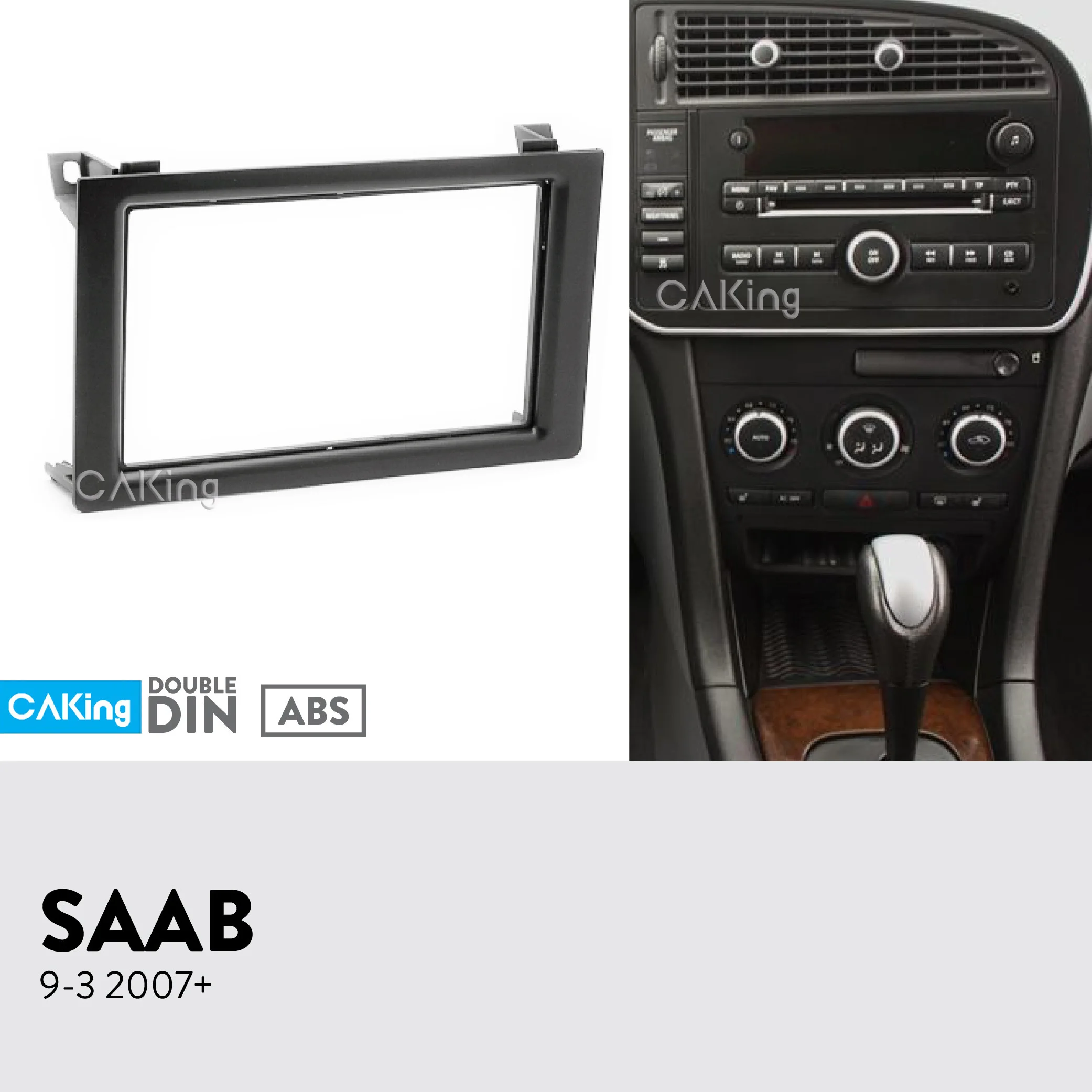 

Double Din Car Fascia Radio Panel for 2007-2011 SAAB 93 9-3 Dash Fitting Kit Install Facia Face Plate Adapter Cover Front Bezel