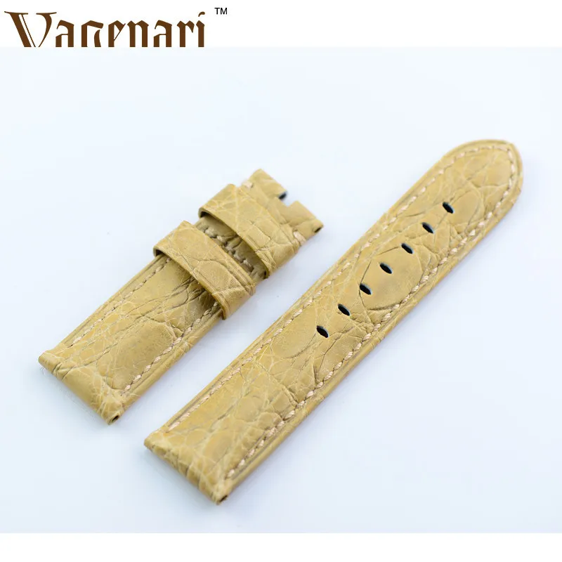 

A156 Yellow Genuine Leather Watch Strap 24/22mm Watchband with Buckle