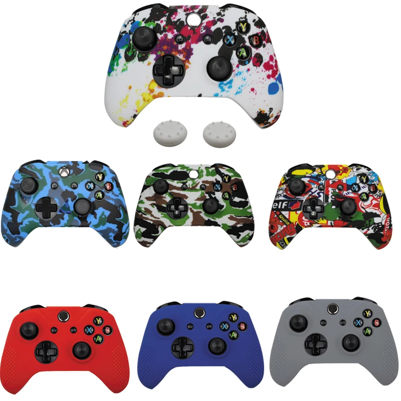 

Silicone Protective Case Skin for XBox One Slim Controller Protector Camouflage Gamepad Cover with 2 free Grips Caps