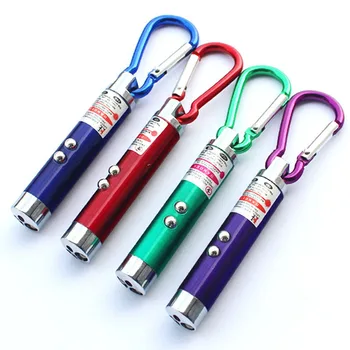 

1PC 5mW Red Laser Pointer Pen Powerful 650NM Lazer 2 LED Flashlight UV Torch With Keychain Cash-Check Function