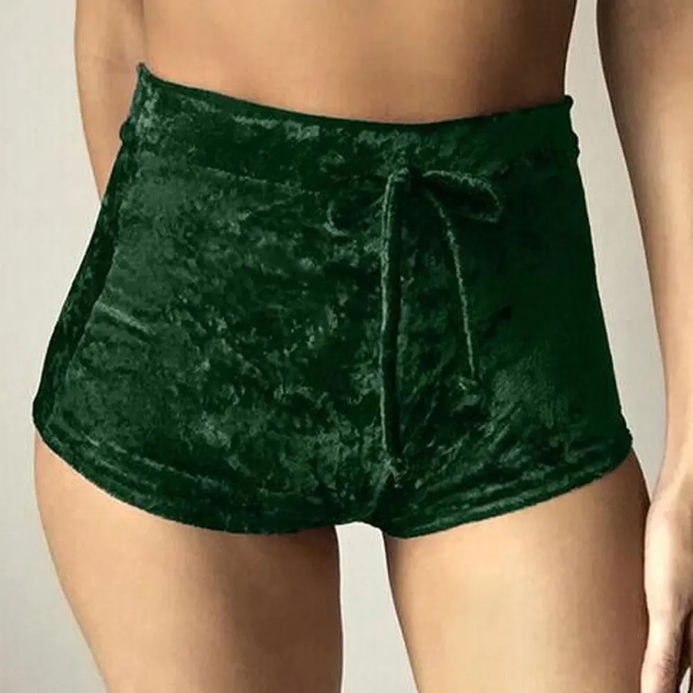 2019  Women Pink Velvet Shorts Fashion Sexy Bodycon Workout Flannel Short Pants Feminino Pantalones Mujer Fitness Soft Sportwear