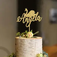 Лебедь украшение для именинного торта пользовательское имя лебедь торт Топпер персонализированные Happy украшение для именинного торта свадебный торт Топпер