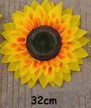 Большой размер, искусственный Шелковый Подсолнух, желтый полиэстер, цветок для дома, декоративные и танцевальные реквизиты, реквизит для выступлений - Цвет: 32cm