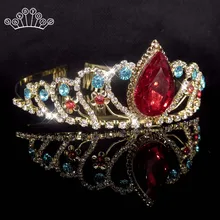 Золотой цвет Принцесса Кристалл Стразы Корона Тиара цветок Дети Девочка Свадьба День Рождения Выпускной Свадебные аксессуары для волос