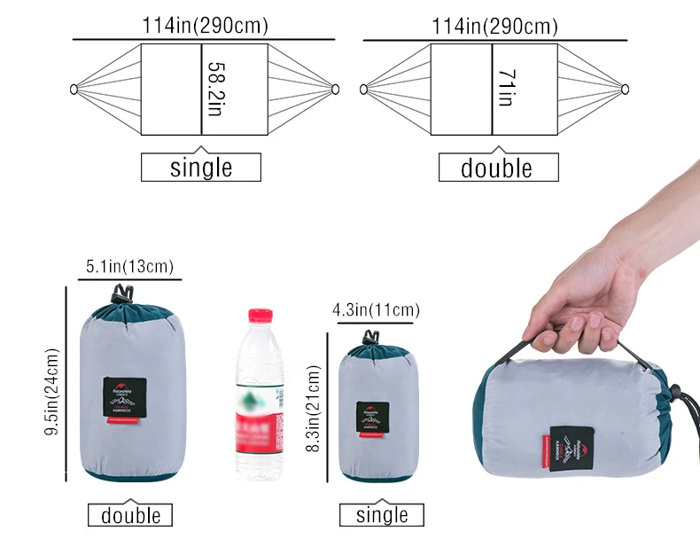 NatureHike открытый портативный складной двойной Кемпинг гамак 2 человека задний двор Парашютная веревка гамак-Сад Гамак на дерево NH17D012