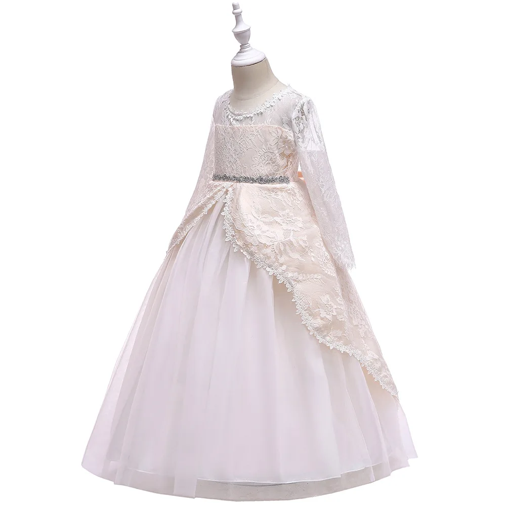 Летнее Длинное платье для маленьких девочек, платья-пачки для свадебной вечеринки детское кружевное платье принцессы Одежда для девочек от 3 до 13 лет